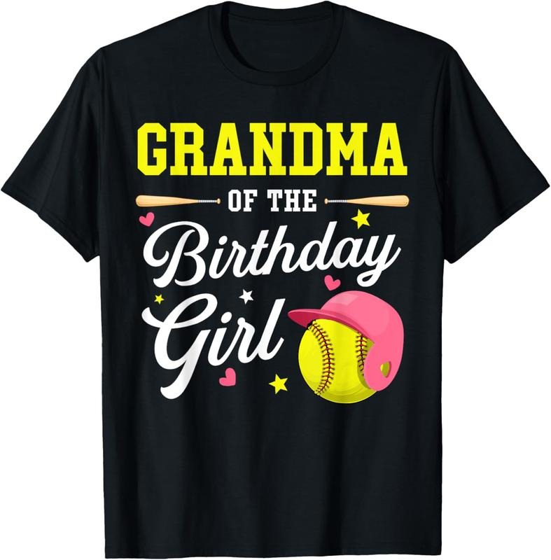 100% Cotton Grandma Of The Birthday Girl Softball Player Theme B-day T-Shirt Hoodie, Sweatshirt | HypeCrazeTee.com