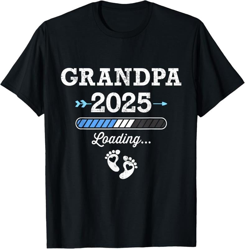 100% Cotton Grandpa 2025 loading for pregnancy announcement T-Shirt Hoodie, Sweatshirt | HypeCrazeTee.com