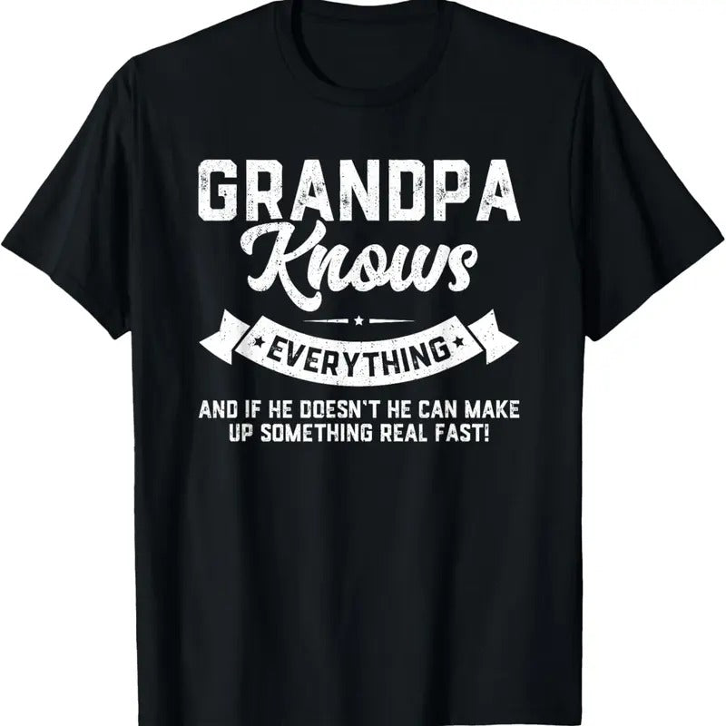 100% Cotton Grandpa Knows Everything 60th Gift Funny Father's Day T-Shirt Hoodie, Sweatshirt | HypeCrazeTee.com