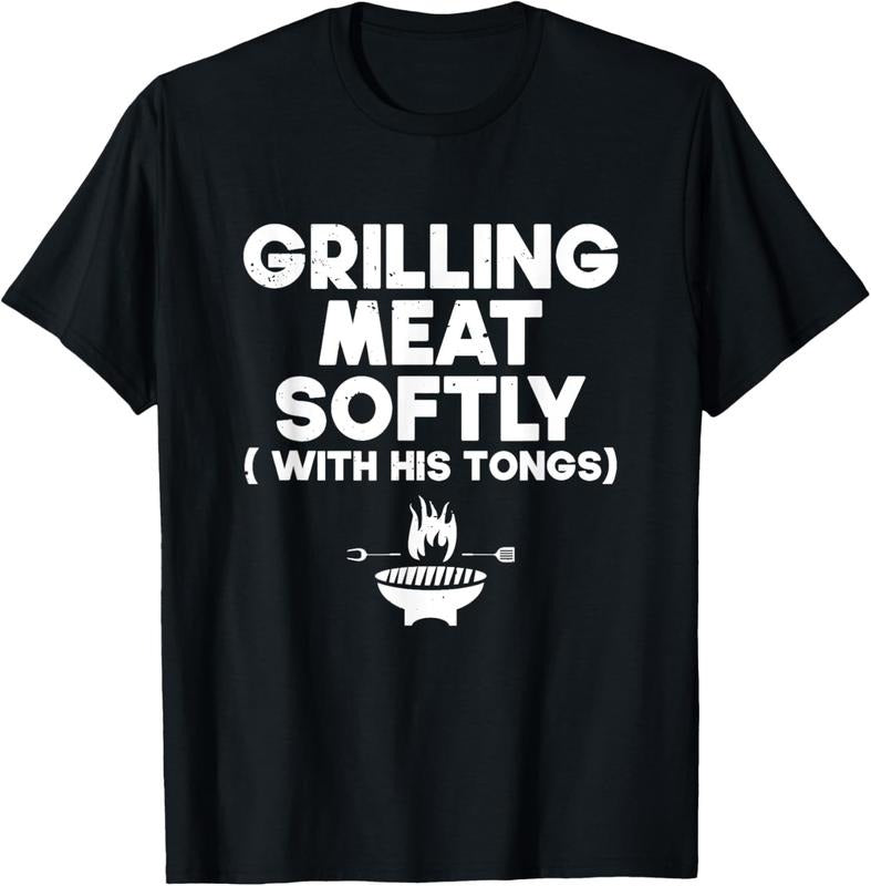 100% Cotton Grilling Meat Softly With His Tongs | BBQ T-Shirt Hoodie, Sweatshirt | HypeCrazeTee.com