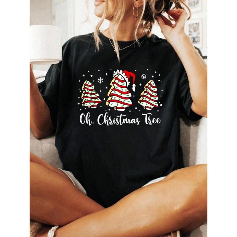 100% Cotton Groovy Oh Christmas Tree Cakes Debbie Jen Cake Lovers T-Shirt Print T-Shirt Casual Crew Neck Short Sleeve...