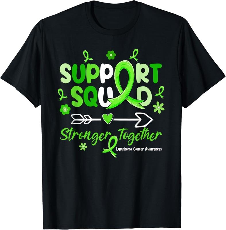 100% Cotton Groovy Support Squad Green Ribbon Lymphoma Cancer Awareness T-Shirt Hoodie, Sweatshirt | HypeCrazeTee.com