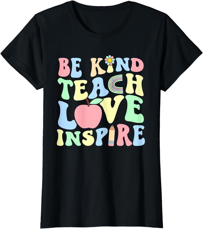 [100% Cotton]Groovy Teach Love Inspire Back To School Pastel Teacher T-Shirt Hoodie, Sweatshirt | HypeCrazeTee.com