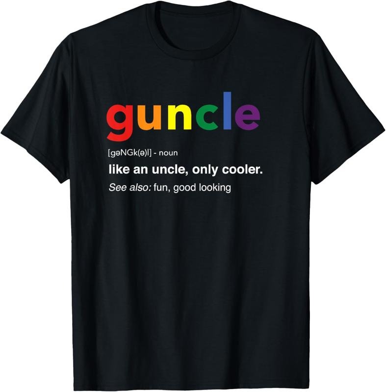 100% Cotton Guncle Definition Rainbow Pride Color T-Shirt for Gay Uncle T-Shirt Hoodie, Sweatshirt | HypeCrazeTee.com