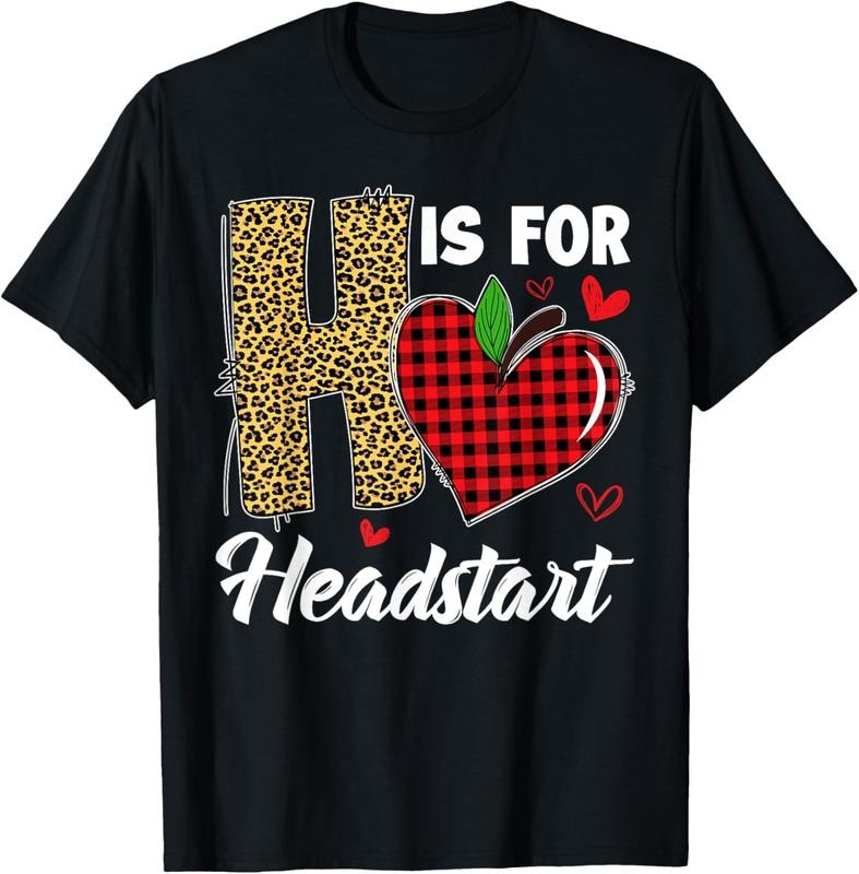 100% Cotton H Is For Headstart Head Start Teacher Leopard Back To School T-Shirt Hoodie, Sweatshirt | HypeCrazeTee.com
