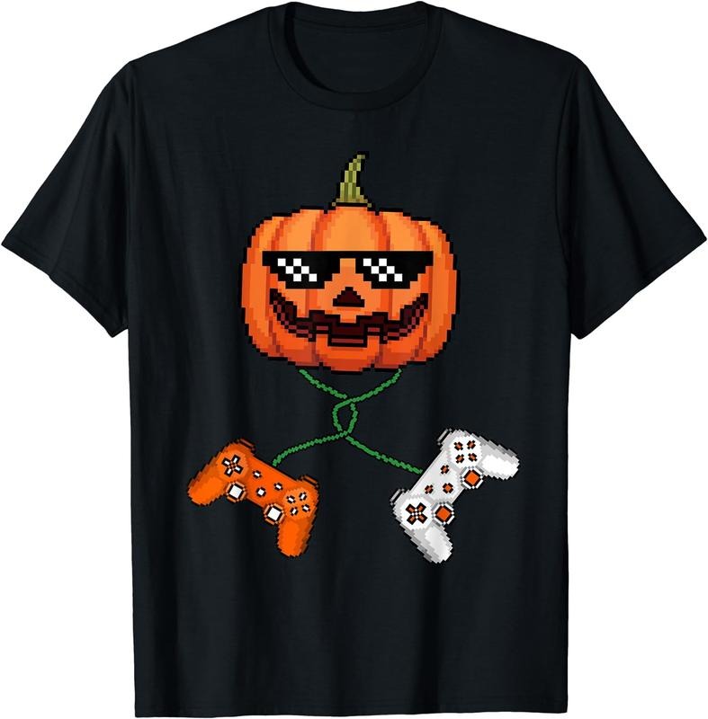 [100% Cotton]Halloween Gamer Pumpkin Jack O Lantern Video Gamer Kids Boys T-Shirt Hoodie, Sweatshirt | HypeCrazeTee.com