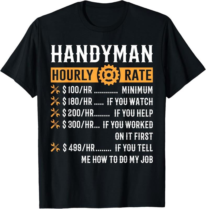 100% Cotton Handyman Hourly Rate Funny Handyman Gifts T-Shirt Hoodie, Sweatshirt | HypeCrazeTee.com