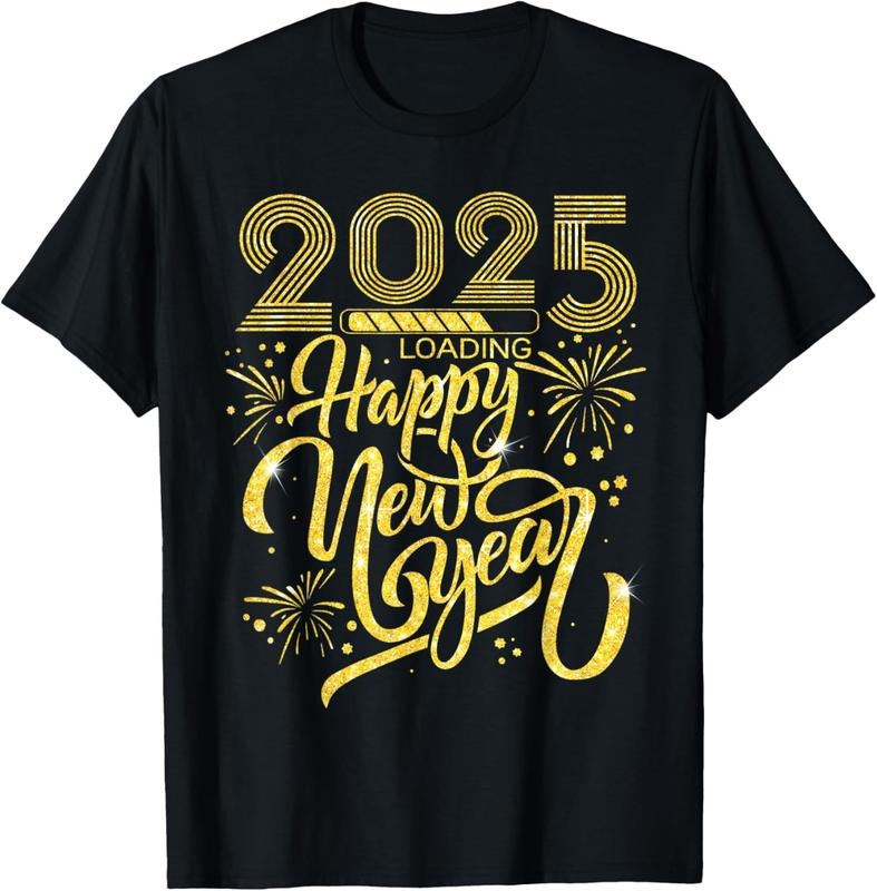 100% Cotton Happy New Year 2025 Loading Fireworks T-Shirt Hoodie, Sweatshirt | HypeCrazeTee.com