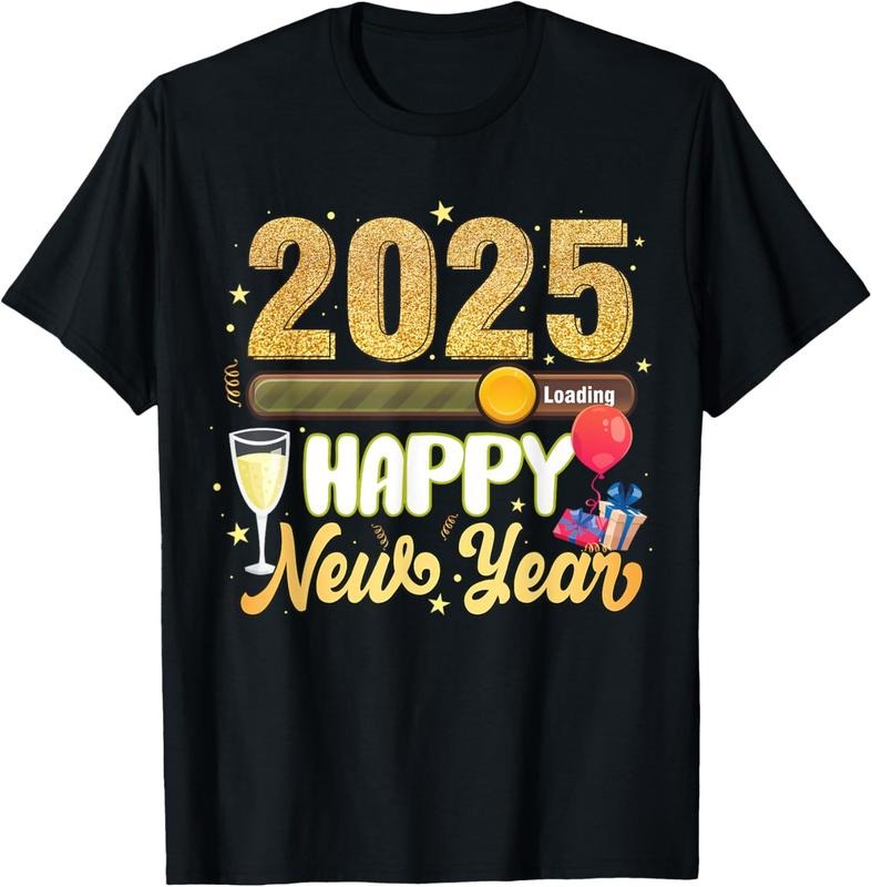 100% Cotton Happy New Year 2025 Loading New Year Decoration 2025 T-Shirt Hoodie, Sweatshirt | HypeCrazeTee.com