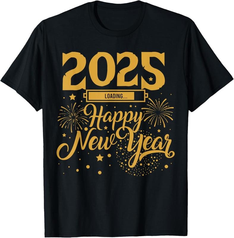 100% Cotton Happy New Year 2025 New Years Party Firework 2025 Loading T-Shirt Hoodie, Sweatshirt | HypeCrazeTee.com