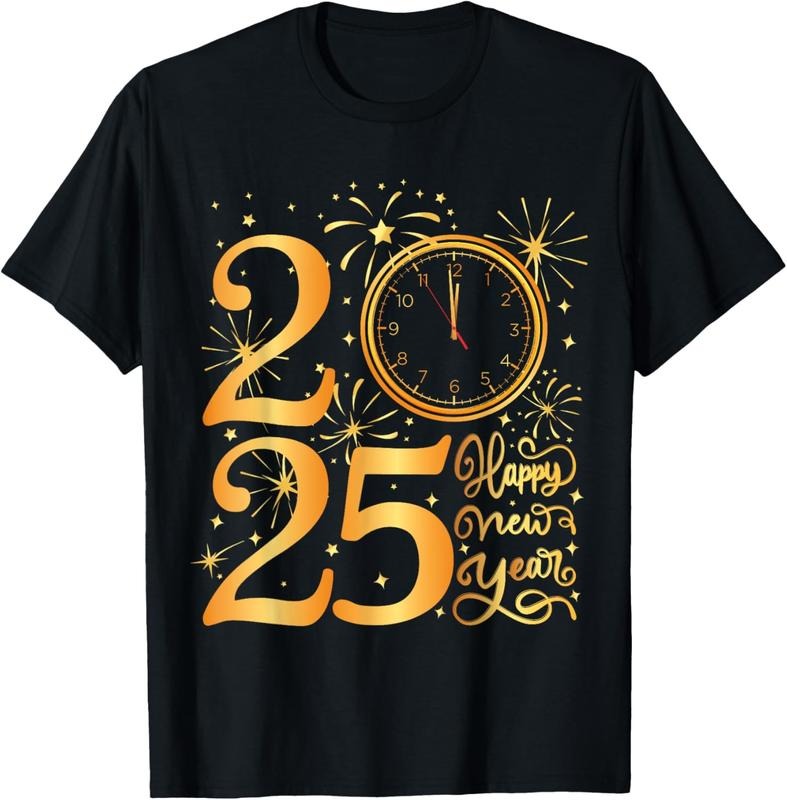 100% Cotton Happy New Year Fireworks 2025 New Years Eve Party Supplies T-Shirt Hoodie, Sweatshirt | HypeCrazeTee.com