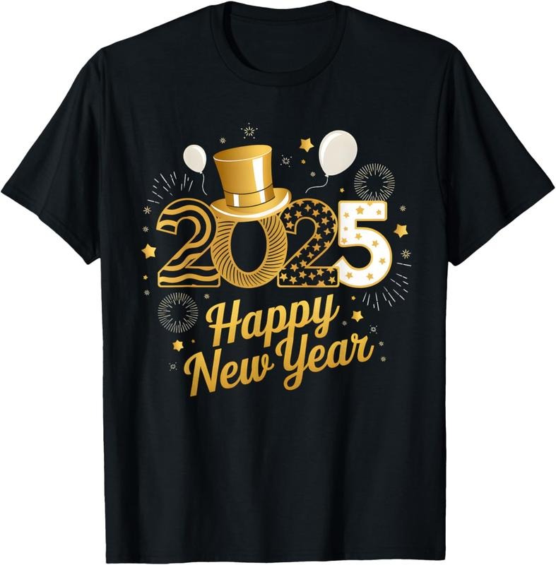 100% Cotton Happy New Year Party 2025 Balloons Family Matching Fireworks T-Shirt Hoodie, Sweatshirt | HypeCrazeTee.com