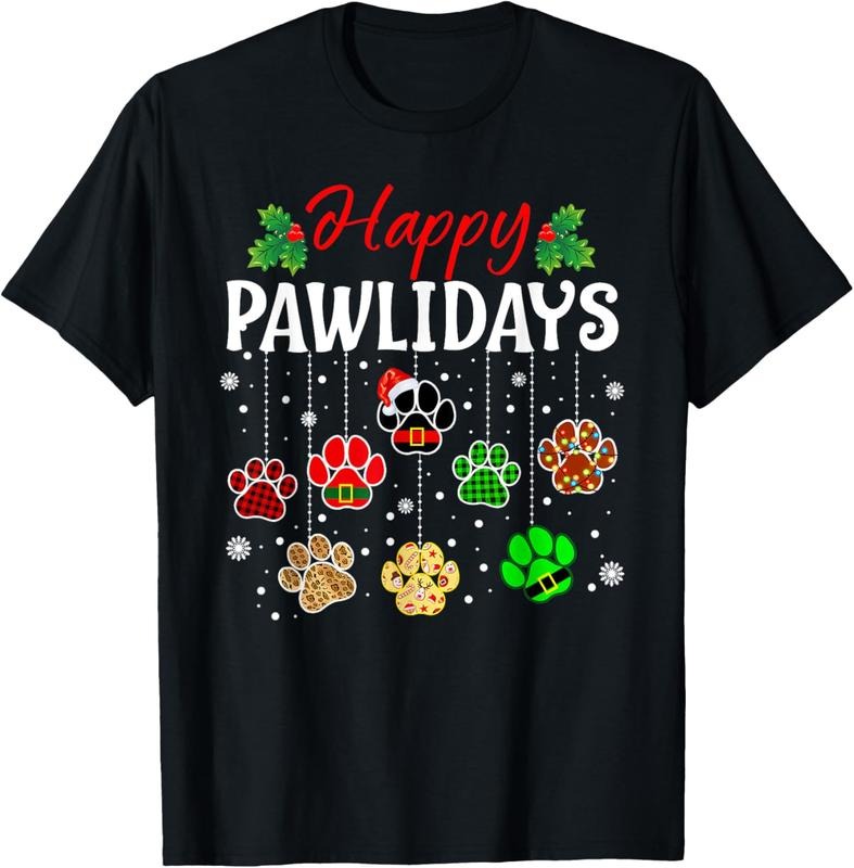 100% Cotton Happy Pawlidays Funny Christmas Dog Paw Xmas Dogs Lover Gift T-Shirt Hoodie, Sweatshirt | HypeCrazeTee.com