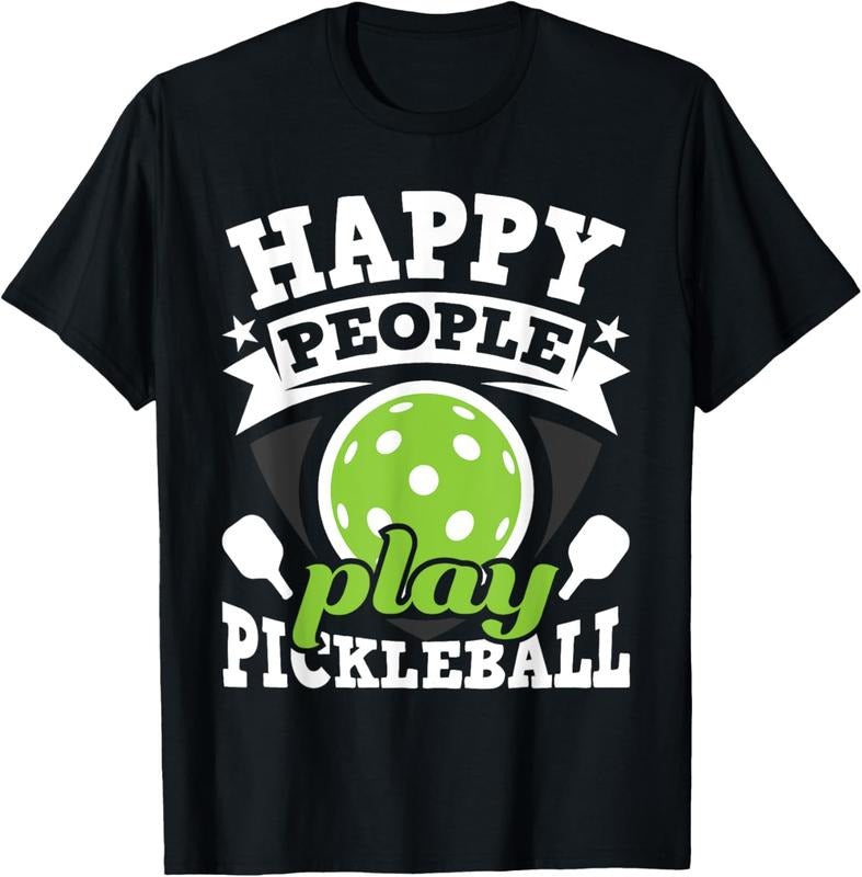100% Cotton Happy People Play Pickleball - Paddleball Player T-Shirt Hoodie, Sweatshirt | HypeCrazeTee.com