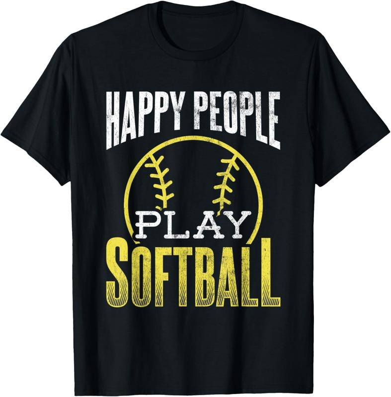 100% Cotton Happy People Play Softball Softball Player Softball Team T-Shirt Hoodie, Sweatshirt | HypeCrazeTee.com
