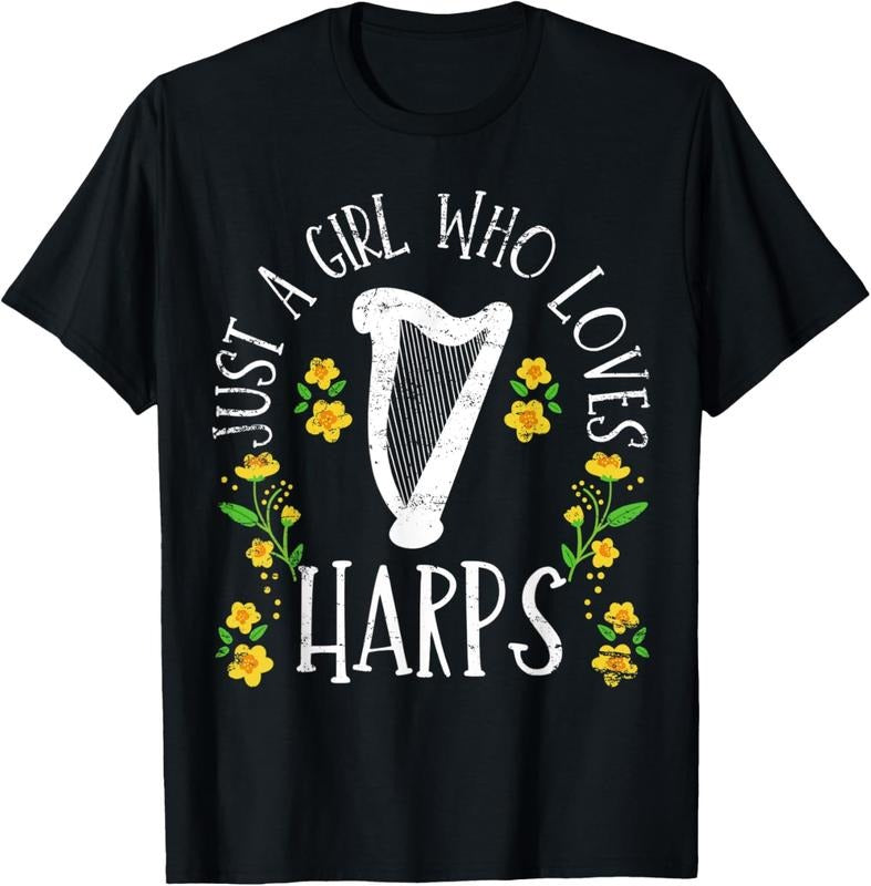 100% Cotton Harp Harpist Girl Cute T-Shirt Hoodie, Sweatshirt | HypeCrazeTee.com