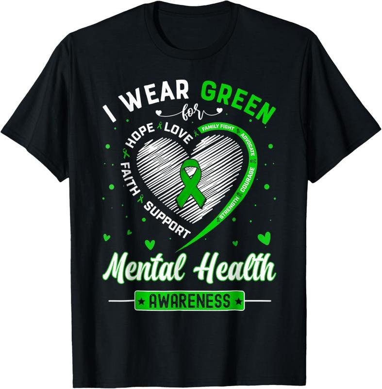 100% Cotton Heart I Wear Green For Mental Health Awareness Month T-Shirt Hoodie, Sweatshirt | HypeCrazeTee.com