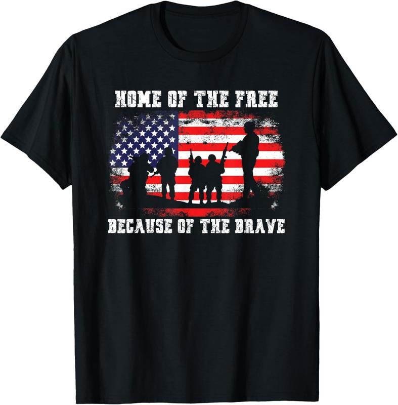 100% Cotton Home Of The Free Because Of The Brave American Flag T-Shirt Hoodie, Sweatshirt | HypeCrazeTee.com