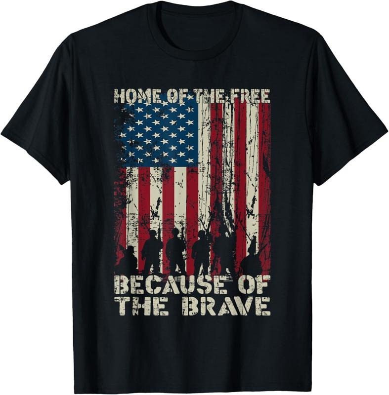 100% Cotton Home Of The Free Because Of The Brave Distress American Flag T-Shirt Hoodie, Sweatshirt | HypeCrazeTee.com