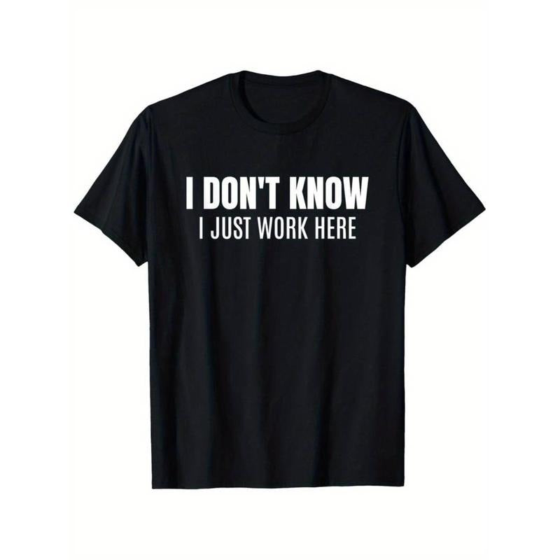 100% Cotton I Don'T Know I Just Work Here Funny Coworker Unisex-Adults Black Small T-Shirt, Unisex Cotton Casual Round...
