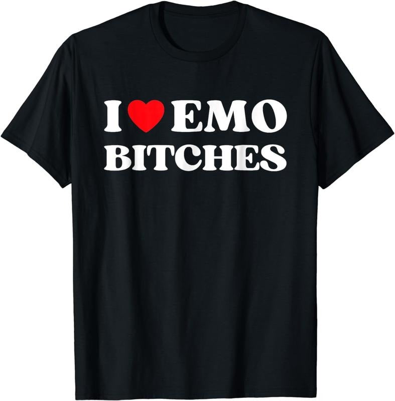 [100% Cotton]I Heart Emo Bitches Funny Quote Red Heart Emo Girl Style T-Shirt Hoodie, Sweatshirt | HypeCrazeTee.com