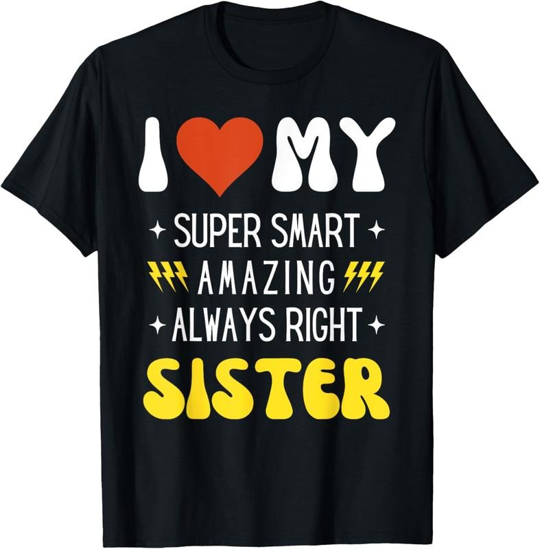 100% Cotton I Heart Love My SISTER Funny Family Matching Retro T-Shirt Hoodie, Sweatshirt | HypeCrazeTee.com