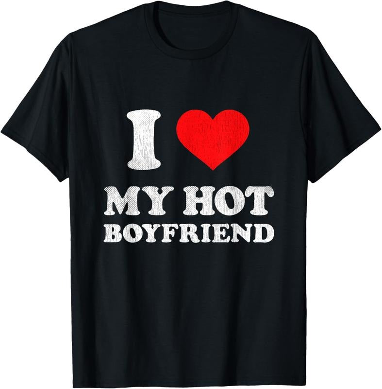 100% Cotton I Heart My Hot Boyfriend Outfit Y2K I Love My Hot BF T-Shirt Hoodie, Sweatshirt | HypeCrazeTee.com