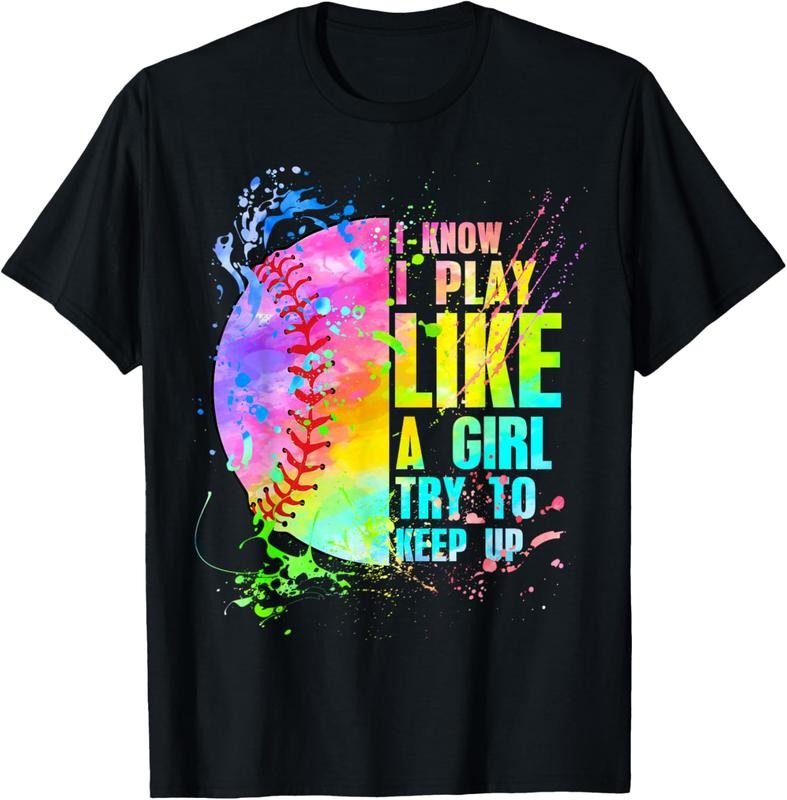 100% Cotton I Know I Play Like A Girl Try To Keep Up Softball T-Shirt Hoodie, Sweatshirt | HypeCrazeTee.com