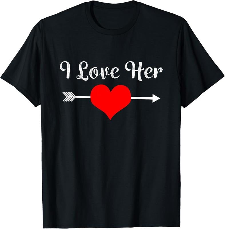 100% Cotton I Love Her Shirt for Couples Matching Sets for Him And Her T-Shirt Hoodie, Sweatshirt | HypeCrazeTee.com
