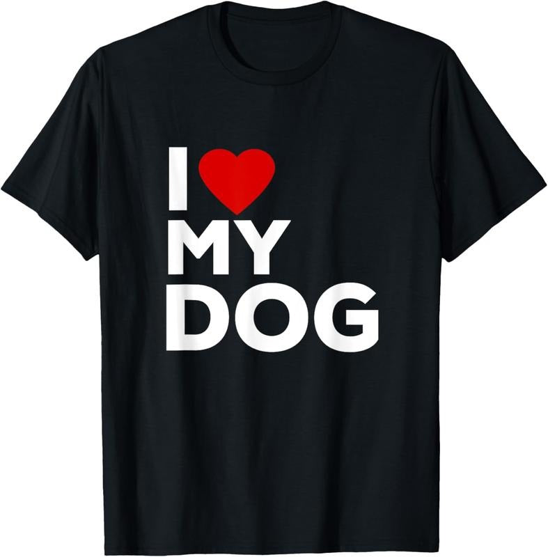 100% Cotton I Love My Dog Tshirt for Dog Lovers with Heart T-Shirt Hoodie, Sweatshirt | HypeCrazeTee.com