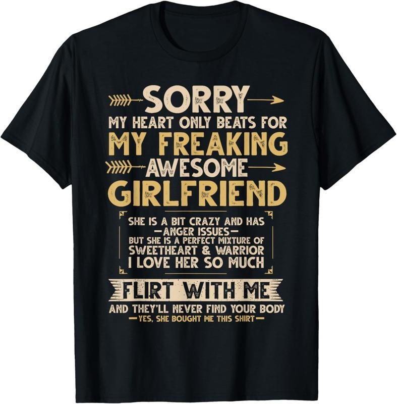 100% Cotton I Love My Freaking Awesome Girlfriend Shes Bit Crazy Funny T-Shirts, Hoodie, Sweatshirt