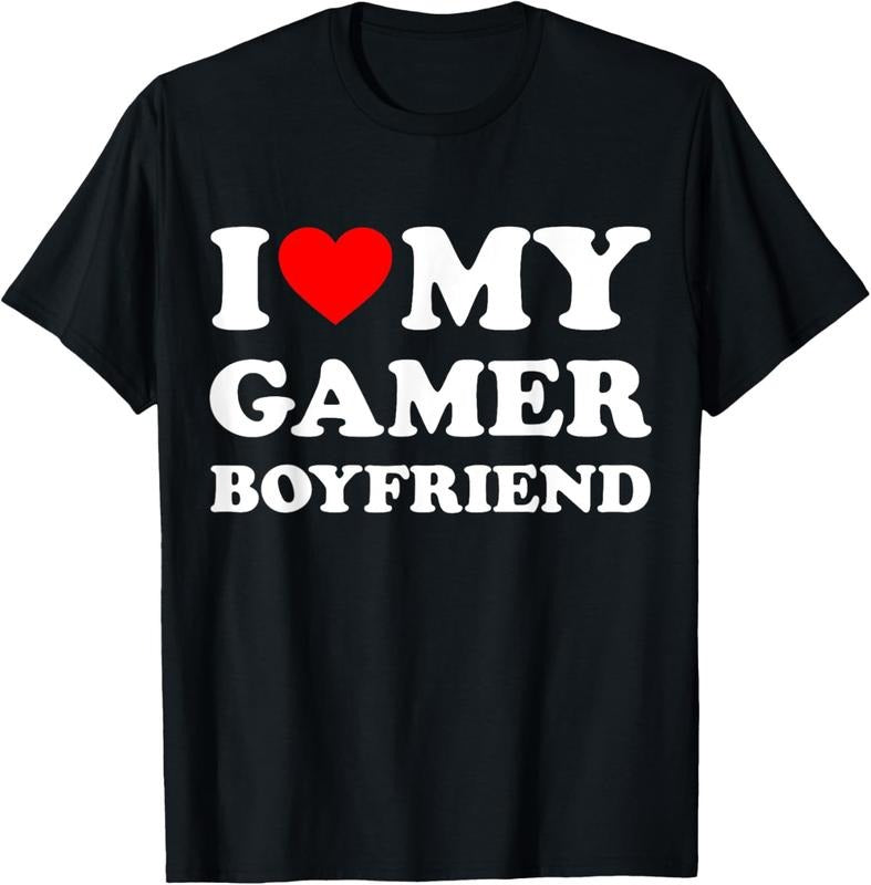 100% Cotton I Love My Gamer Boyfriend Heart Bf Video Games, Gaming T-Shirt Hoodie, Sweatshirt | HypeCrazeTee.com