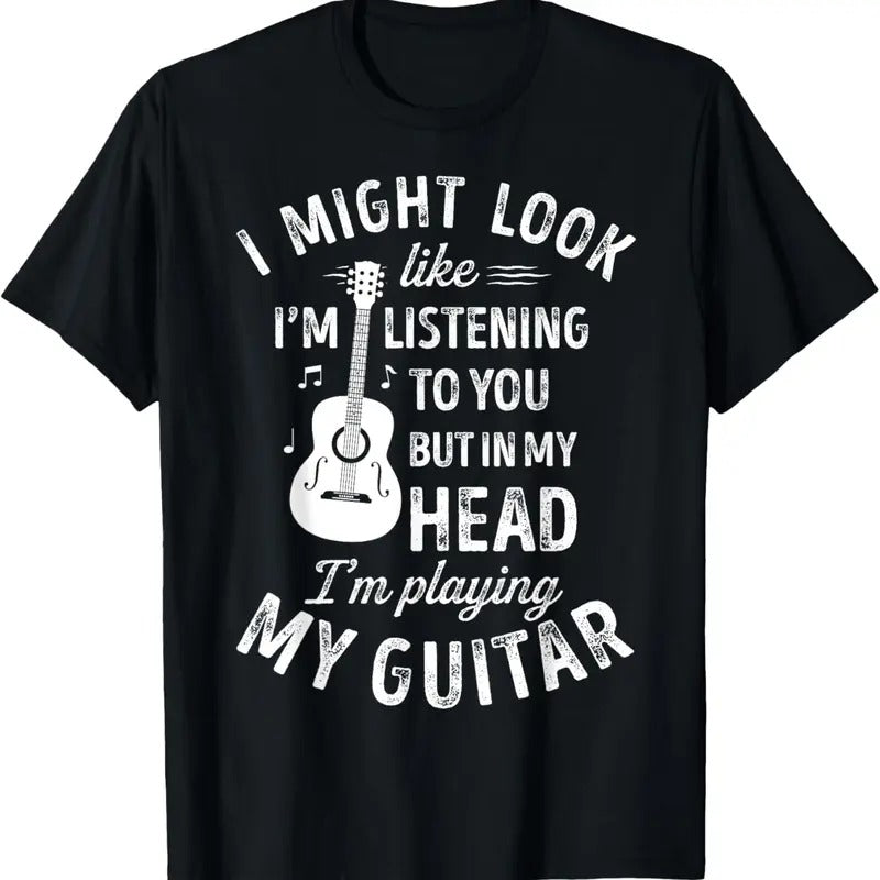 100% Cotton I Might Look Like I'm Listening To You Funny Guitar Music T-Shirt Hoodie, Sweatshirt | HypeCrazeTee.com