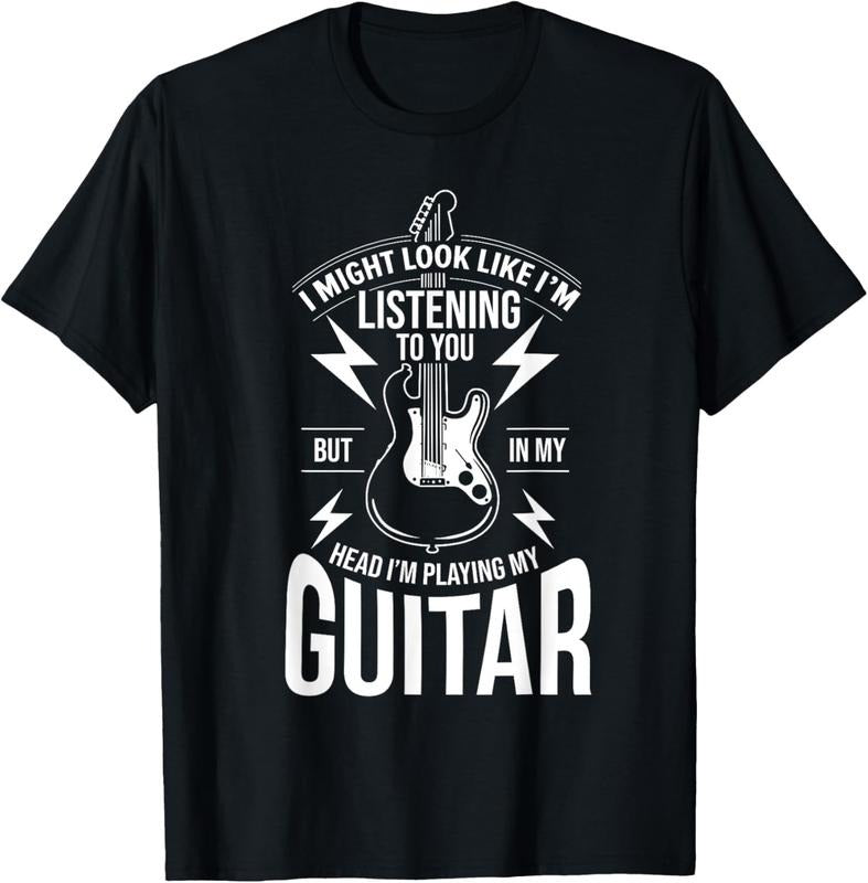 100% Cotton I Might Look Like I'm Listening to You Guitar Player T-Shirt Hoodie, Sweatshirt | HypeCrazeTee.com