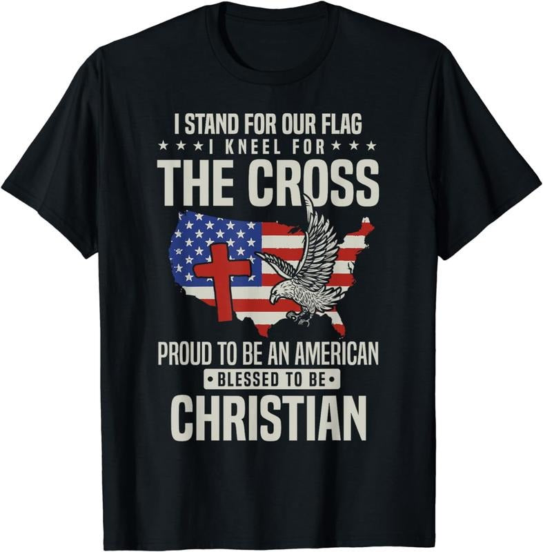 [100% Cotton]I Proudly Stand For The Flag And Kneel For The Cross T-Shirt Hoodie, Sweatshirt | HypeCrazeTee.com