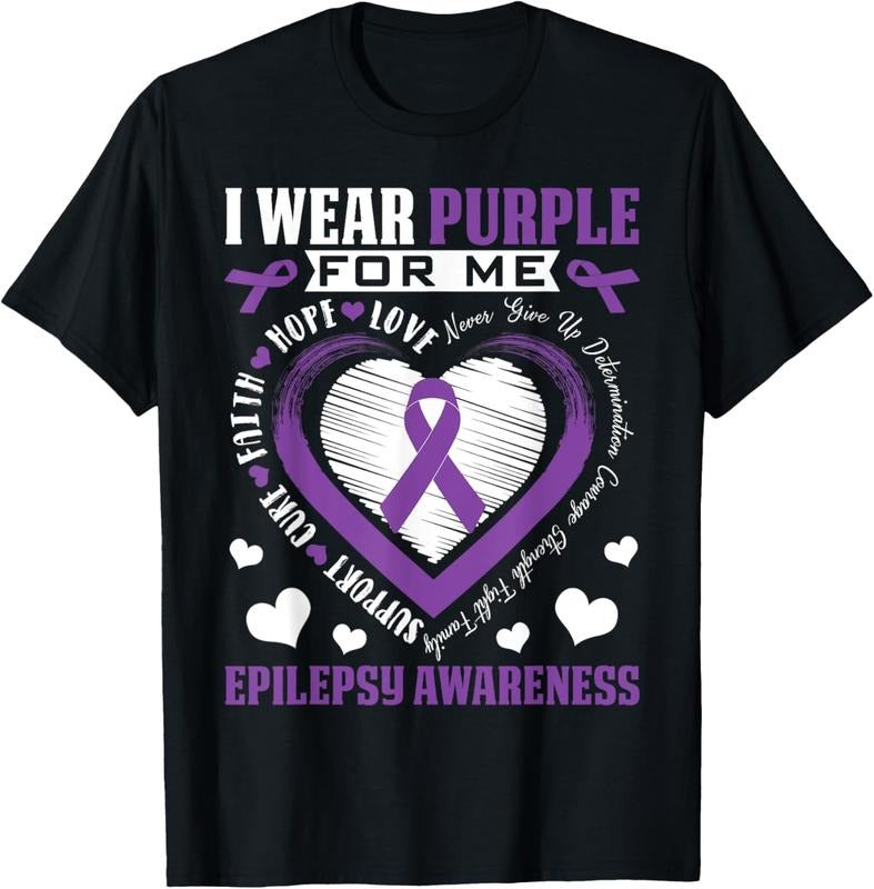 100% Cotton I Wear Purple For Me Epilepsy Awareness Month Heart Warrior T-Shirt Hoodie, Sweatshirt | HypeCrazeTee.com