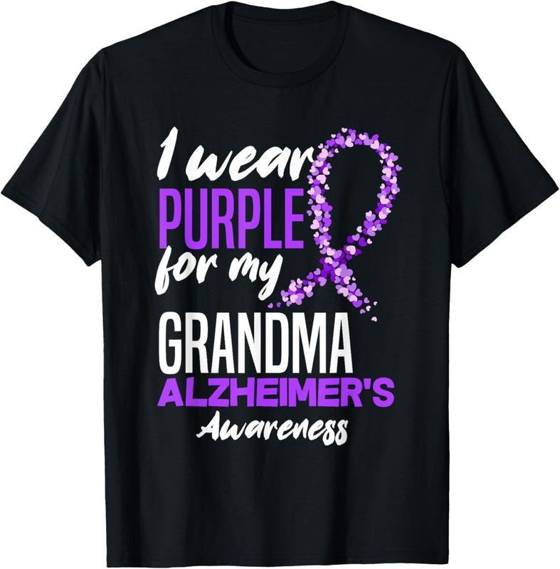 100% Cotton I Wear Purple For My Grandma Dementia Alzheimer's Awareness T-Shirt Hoodie, Sweatshirt | HypeCrazeTee.com