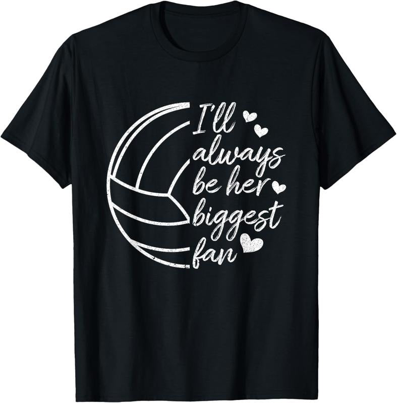 100% Cotton I'll Always Be Her Biggest Fan Volleyball Mom Dad T-Shirt Hoodie, Sweatshirt | HypeCrazeTee.com