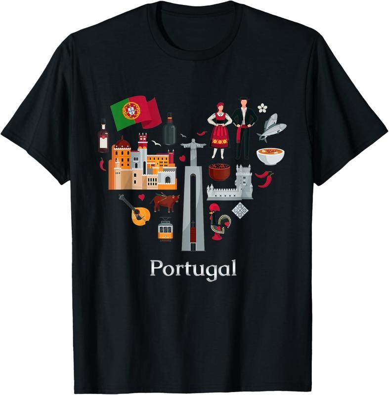100% Cotton I love Portugal Lisbon Map iconic traditional Souvenir Gift T-Shirt Hoodie, Sweatshirt | HypeCrazeTee.com