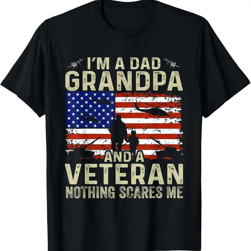 100% Cotton I'm A Dad Grandpa And Veteran Shirt Fathers Day Veteran T-Shirt Hoodie, Sweatshirt | HypeCrazeTee.com