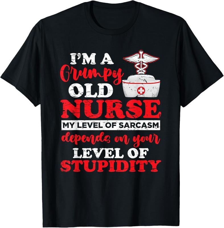 100% Cotton I'm A Grumpy Old Nurse My Level Of Sarcasm Funny Nurse T-Shirt Hoodie, Sweatshirt | HypeCrazeTee.com