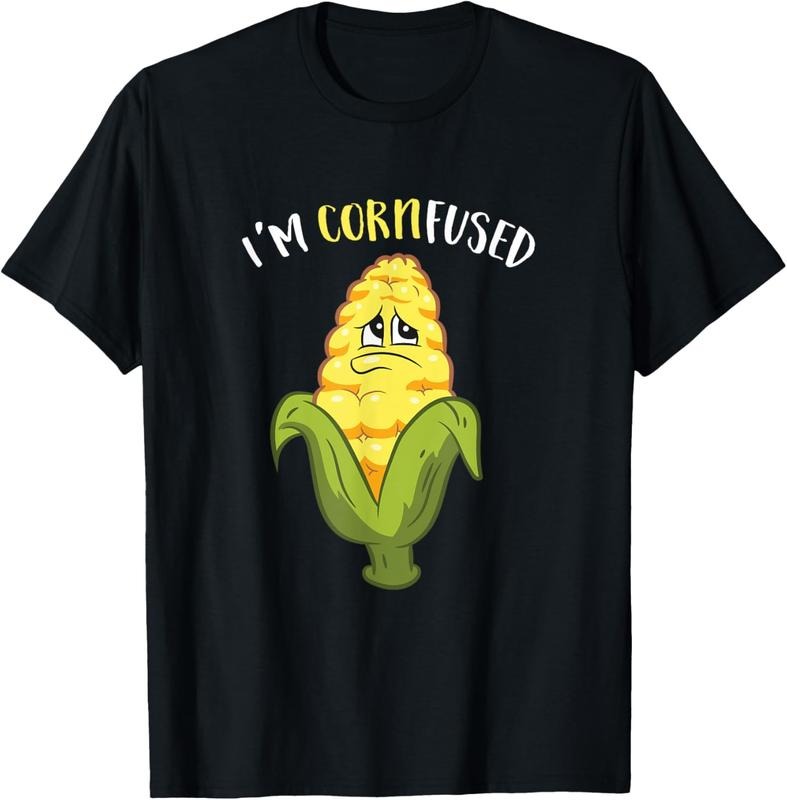 100% Cotton I'm Cornfused Funny Corn T-Shirt Hoodie, Sweatshirt | HypeCrazeTee.com