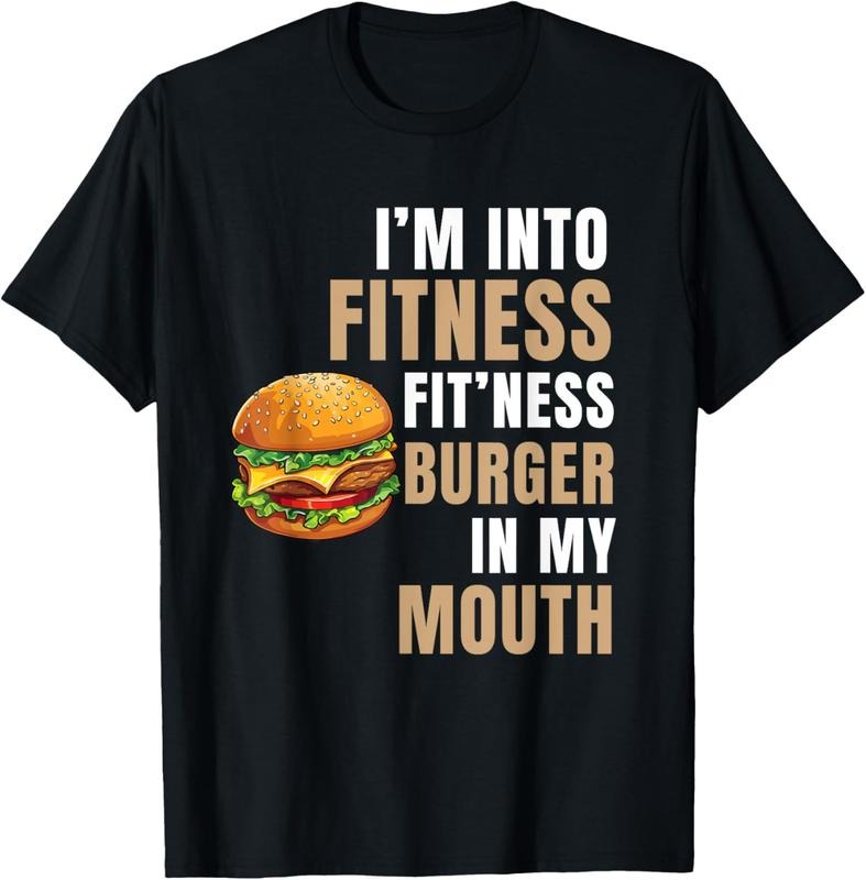 100% Cotton I'm Into Fitness Burger Mouth Funny Hamburger T-Shirt Hoodie, Sweatshirt | HypeCrazeTee.com