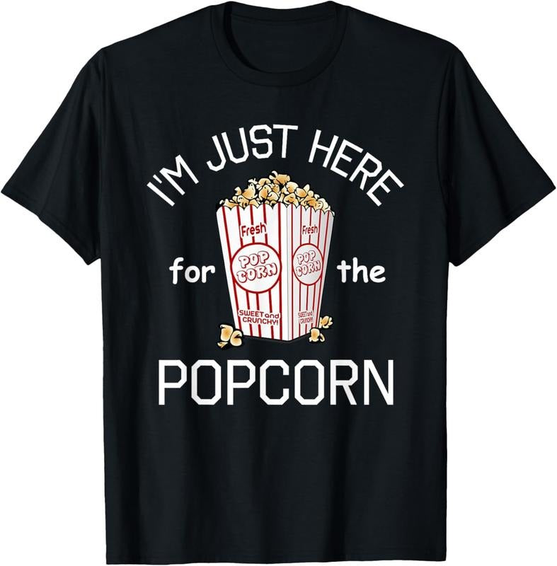 100% Cotton I'm Just Here For The Popcorn Movie Theater Popcorn T-Shirt Hoodie, Sweatshirt | HypeCrazeTee.com