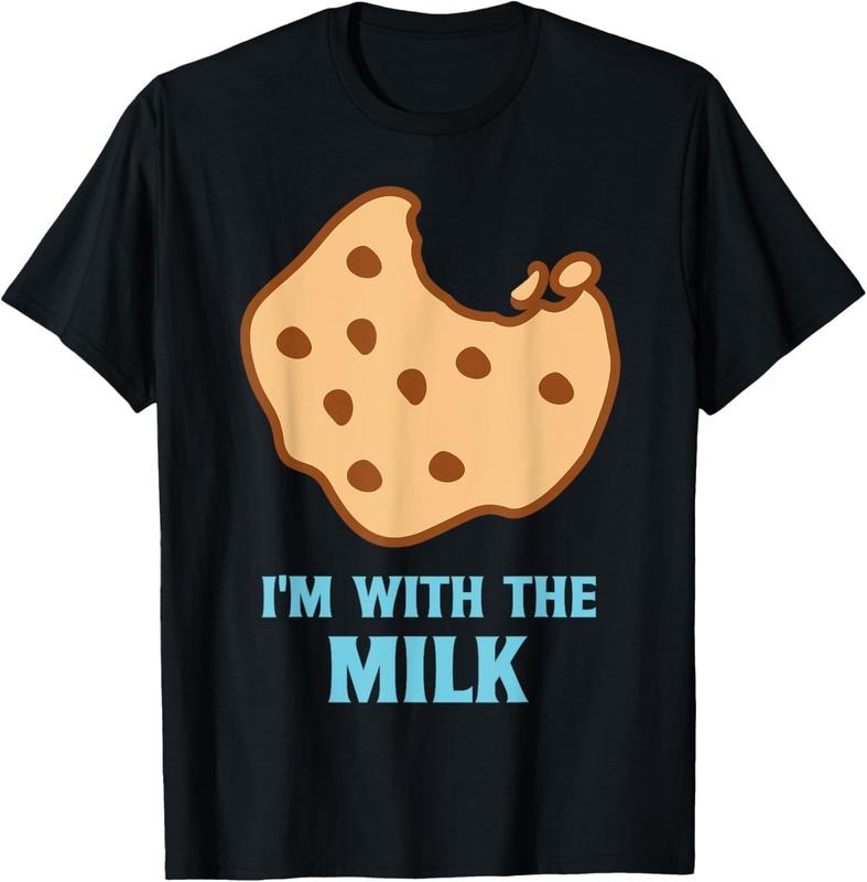 100% Cotton I'm With The Milk and Cookie Matching Couples Best Friends T-Shirt Hoodie, Sweatshirt | HypeCrazeTee.com