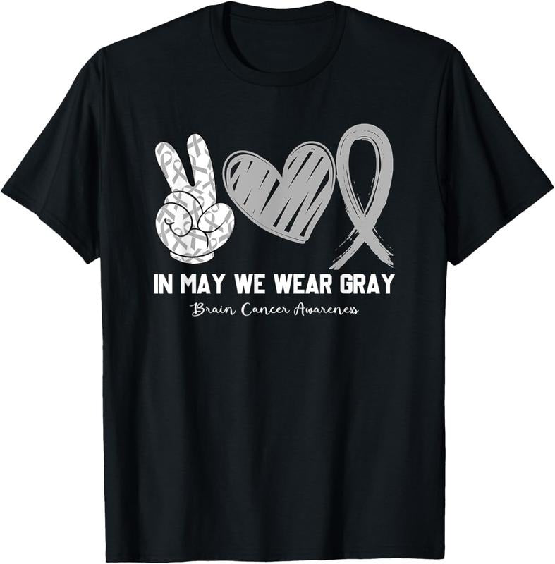 100% Cotton In May We Wear Gray Brain Cancer Awareness Month T-Shirt Hoodie, Sweatshirt | HypeCrazeTee.com