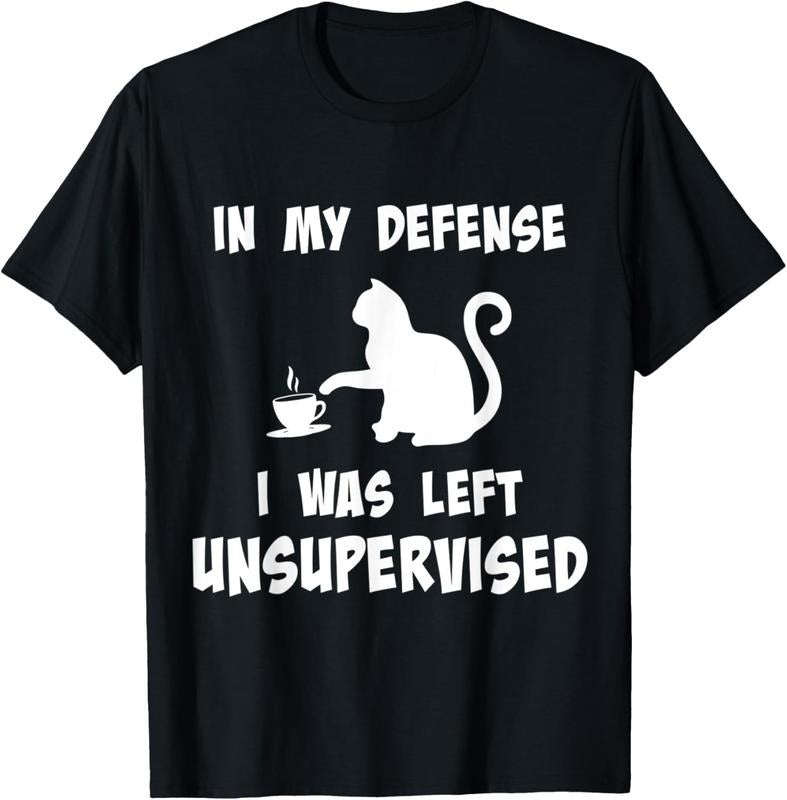 100% Cotton In My Defense I Was Left Unsupervised Funny Cat, Cat Lovers T-Shirt Hoodie, Sweatshirt | HypeCrazeTee.com