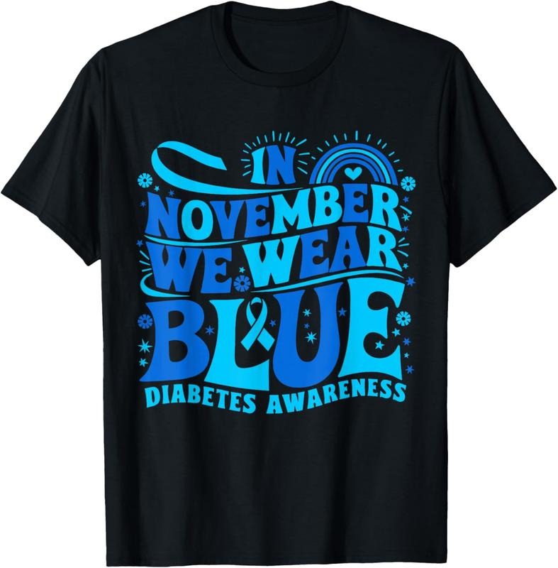 100% Cotton In November We Wear Blue Diabetes Awareness T-Shirt Hoodie, Sweatshirt | HypeCrazeTee.com