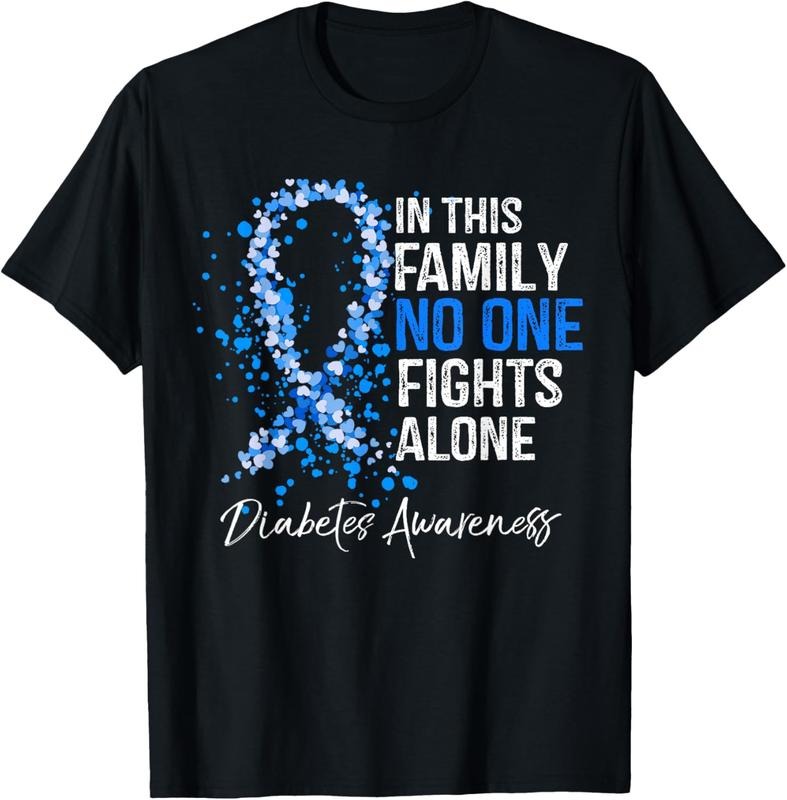 100% Cotton In This Family No One Fights Alone Shirt Diabetes Awareness T-Shirt Hoodie, Sweatshirt | HypeCrazeTee.com