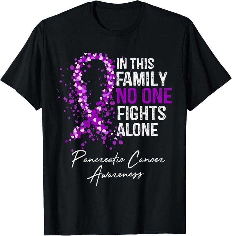100% Cotton In This Family No One Fights Alone Shirt Pancreatic Cancer T-Shirt Hoodie, Sweatshirt | HypeCrazeTee.com